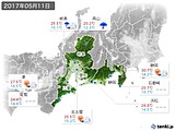 2017年05月11日の東海地方の実況天気