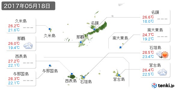 沖縄県(2017年05月18日の天気
