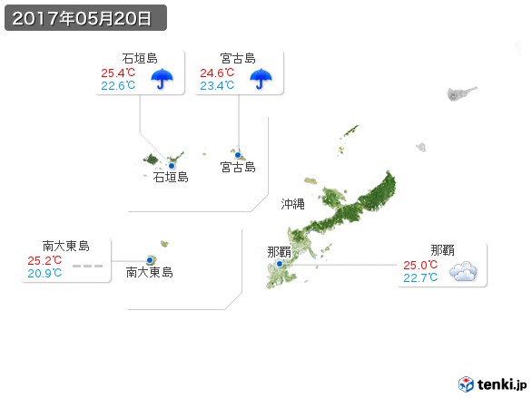 沖縄地方(2017年05月20日の天気