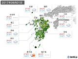 2017年06月01日の九州地方の実況天気