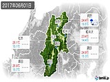 2017年06月01日の長野県の実況天気