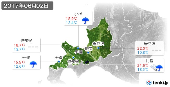 道央(2017年06月02日の天気