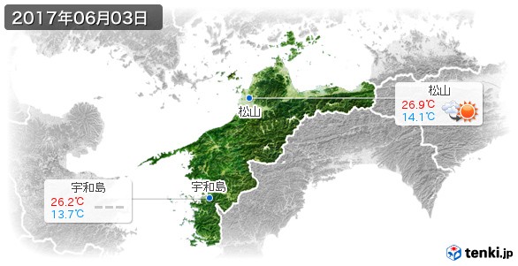 愛媛県(2017年06月03日の天気