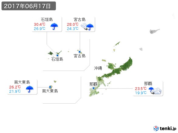 沖縄地方(2017年06月17日の天気