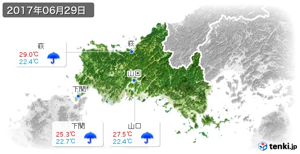 山口県(2017年06月29日の天気