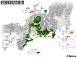 2017年07月01日の東海地方の実況天気