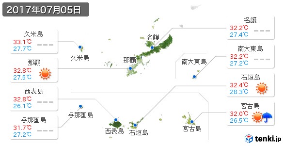 沖縄県(2017年07月05日の天気