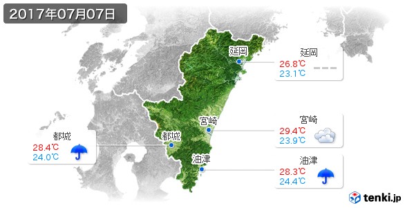 宮崎県(2017年07月07日の天気