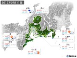 2017年07月11日の東海地方の実況天気