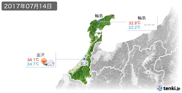 石川県(2017年07月14日の天気