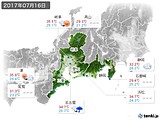 2017年07月16日の東海地方の実況天気