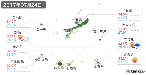 沖縄県(2017年07月24日の天気