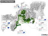 2017年07月30日の東海地方の実況天気