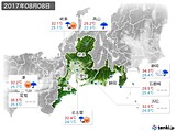 2017年08月08日の東海地方の実況天気