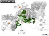 2017年08月13日の東海地方の実況天気