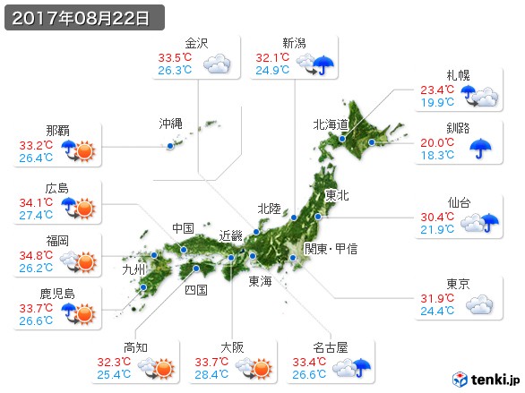 (2017年08月22日の天気