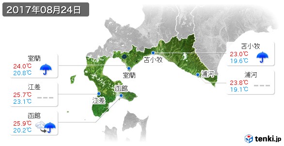 道南(2017年08月24日の天気