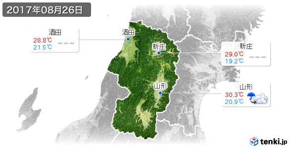 山形県(2017年08月26日の天気