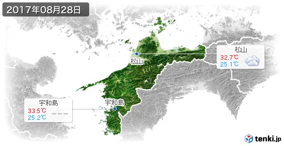 愛媛県(2017年08月28日の天気
