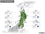 2017年08月30日の東北地方の実況天気