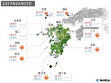 2017年09月01日の九州地方の実況天気