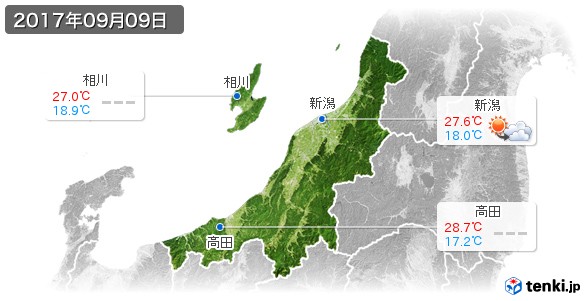 新潟県(2017年09月09日の天気