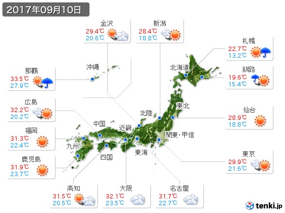 (2017年09月10日の天気