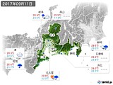 2017年09月11日の東海地方の実況天気