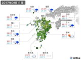 2017年09月11日の九州地方の実況天気