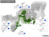 2017年09月17日の東海地方の実況天気