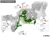 2017年09月21日の東海地方の実況天気