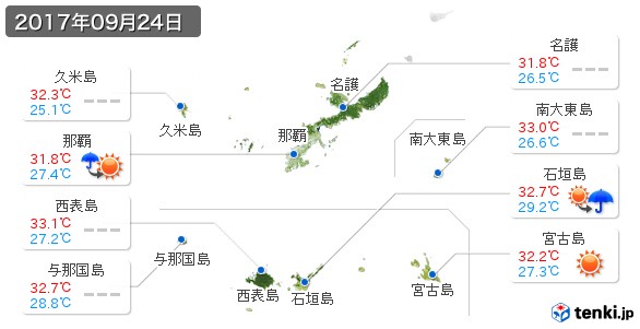 沖縄県(2017年09月24日の天気