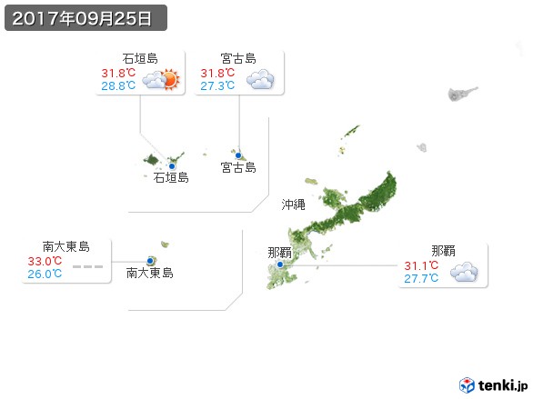 沖縄地方(2017年09月25日の天気