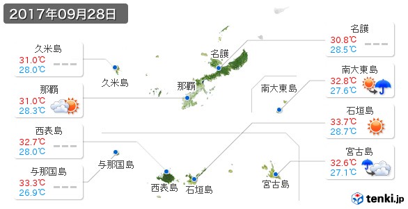 沖縄県(2017年09月28日の天気
