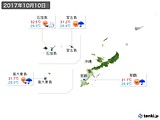 2017年10月10日の沖縄地方の実況天気