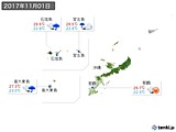 2017年11月01日の沖縄地方の実況天気