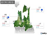 2017年11月01日の青森県の実況天気