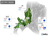 2017年11月03日の道央の実況天気