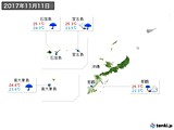 2017年11月11日の沖縄地方の実況天気