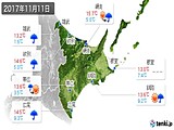 2017年11月11日の道東の実況天気