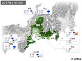 2017年11月18日の東海地方の実況天気