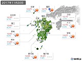2017年11月20日の九州地方の実況天気