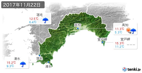 高知県(2017年11月22日の天気
