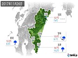 2017年11月26日の宮崎県の実況天気