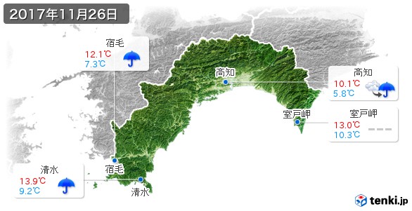 高知県(2017年11月26日の天気