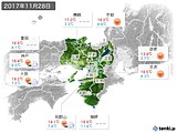 2017年11月28日の近畿地方の実況天気