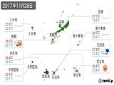 2017年11月28日の沖縄県の実況天気