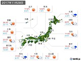 実況天気(2017年11月28日)