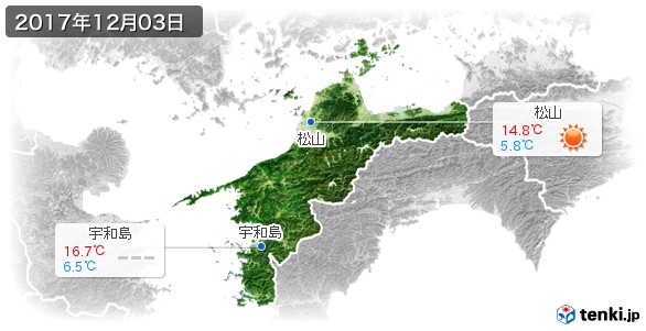 愛媛県(2017年12月03日の天気