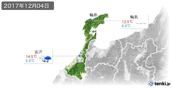 石川県(2017年12月04日の天気